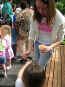 Putting nectar on our fingers so the butterflies will land on us. Putting nectar on our fingers so the butterflies will land on us.