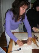Debbie Kaplan rolling out her pastry dough Debbie Kaplan rolling out her pastry dough
